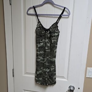La SENZA Green Camo Military Pattern Nightie Dress with Black Accents Small
